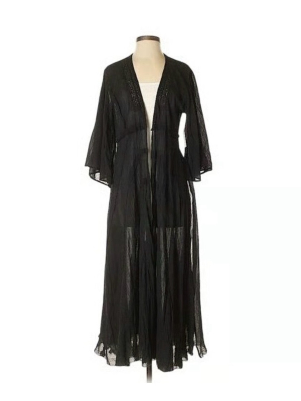 Free People Black Cotton Kimono Duster